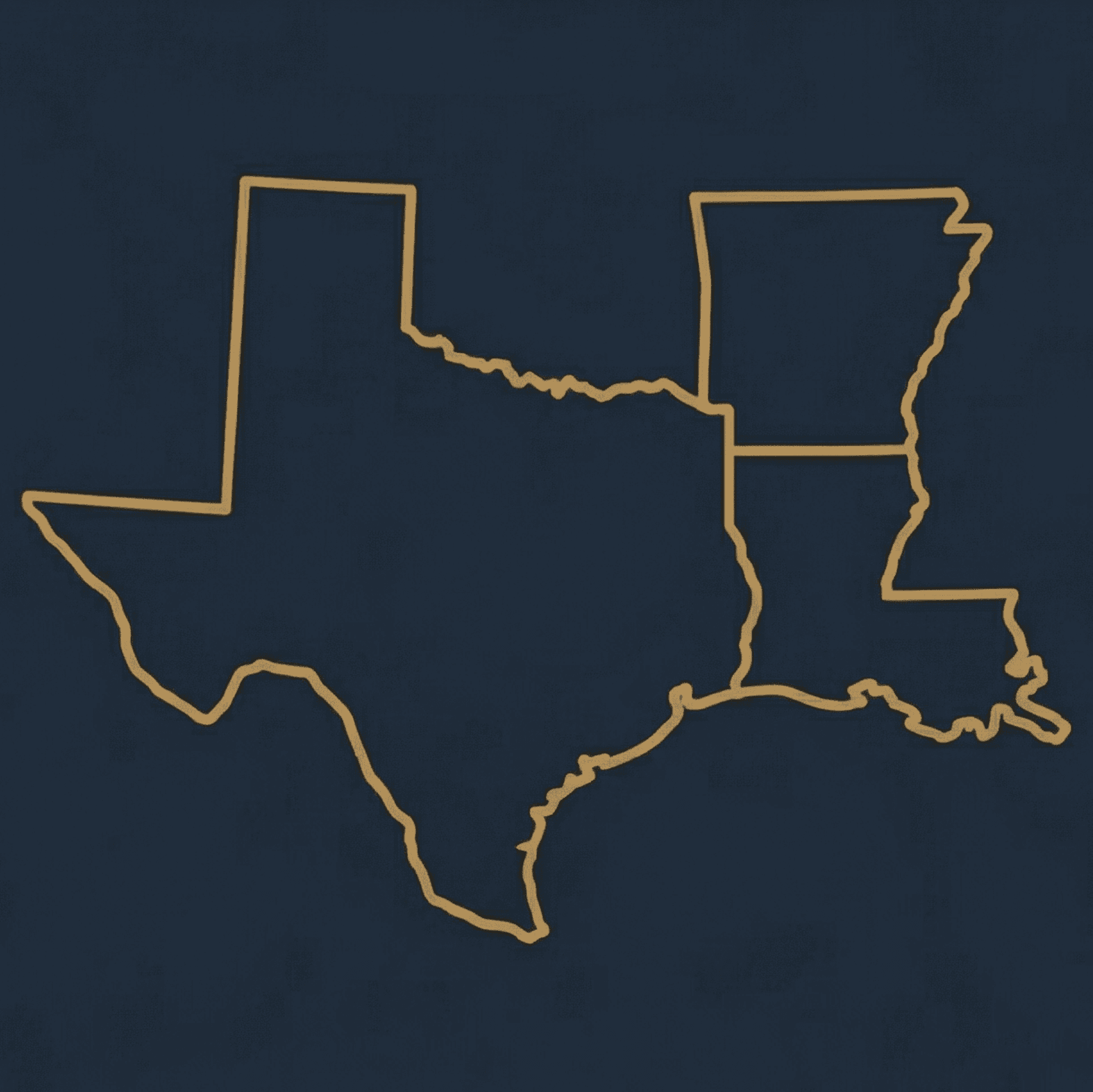 Service area map showing Texas, Arkansas, and Louisiana